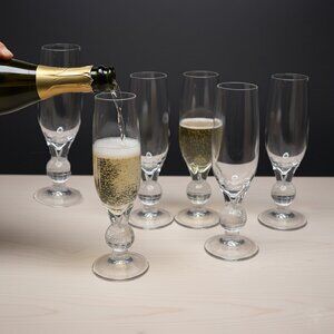 Vintage Nouvo Official Champagne Flute Glasses of The Third Millennium Y2k Globe